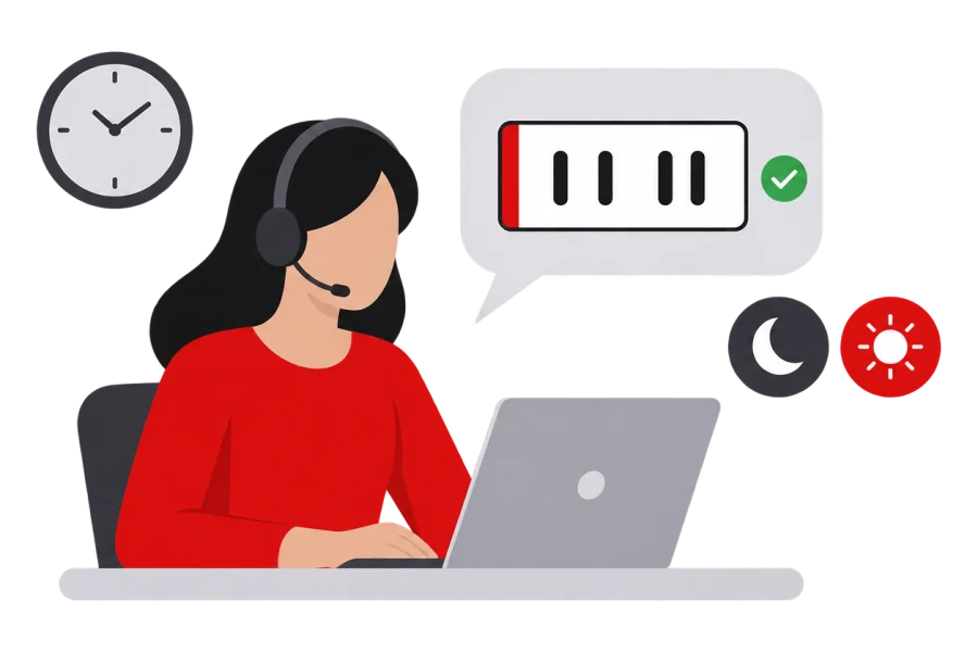 وكيلة دعم ترتدي سماعة رأس تساعد في إتمام صفقة لوحة أرقام إماراتية على مدار الساعة