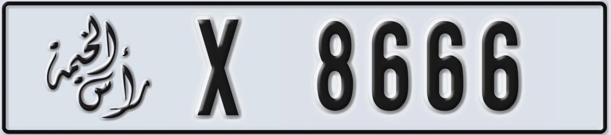 UAE License Plate Ras Al Khaimah X 8666