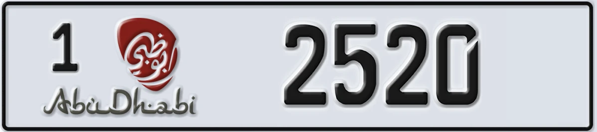 UAE License Plate Abu Dhabi 1 2520