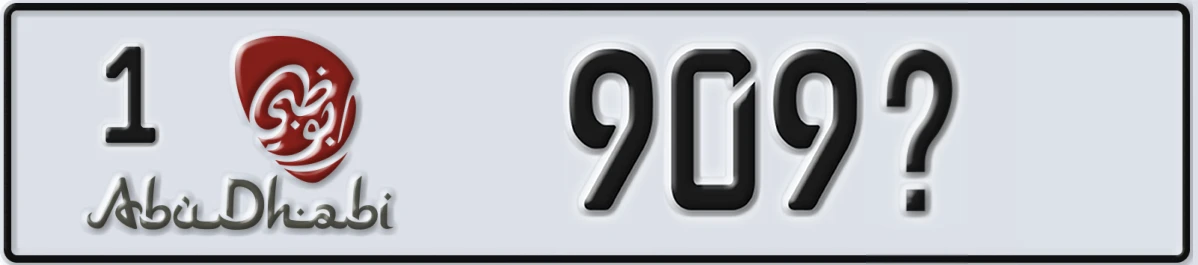 UAE License Plate Abu Dhabi 1 909X