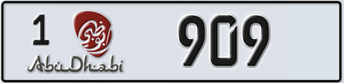 UAE License Plate Abu Dhabi 1 909X