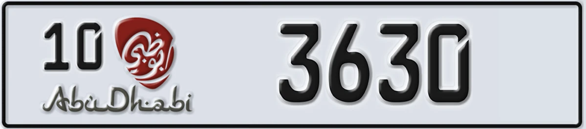 UAE License Plate Abu Dhabi 10 3630