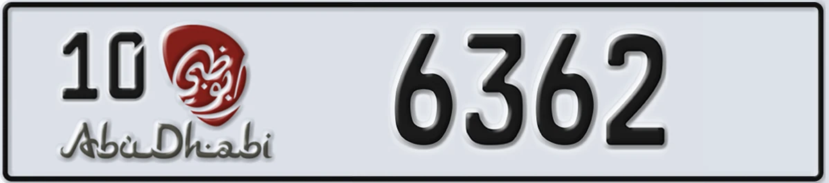 UAE License Plate Abu Dhabi 10 6362