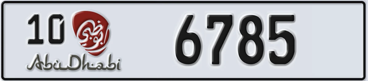 UAE License Plate Abu Dhabi 10 6785