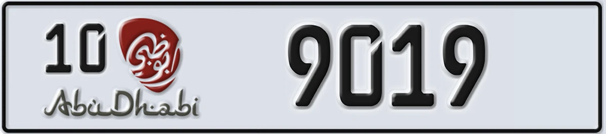 UAE License Plate Abu Dhabi 10 9019
