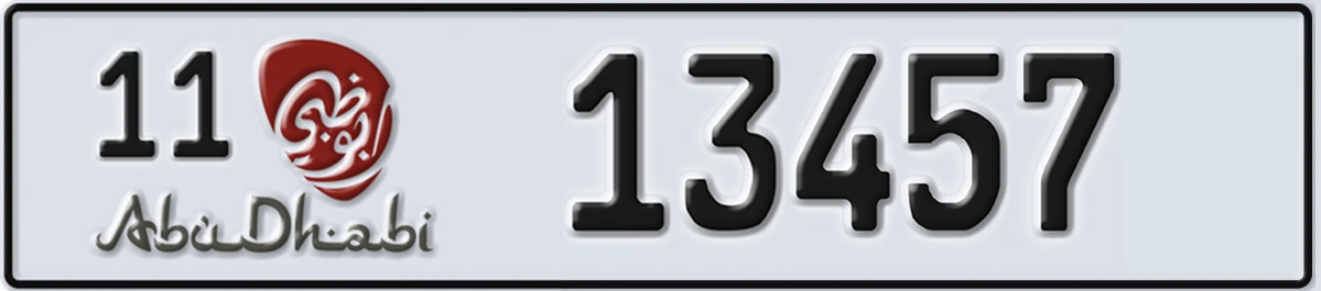 UAE License Plate Abu Dhabi 11 13457