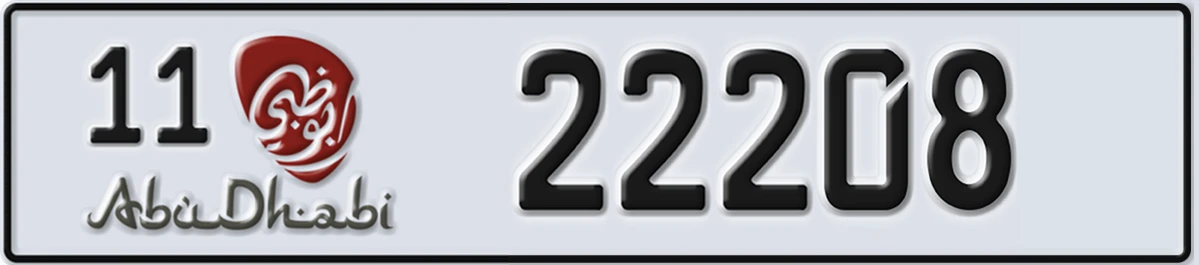 UAE License Plate Abu Dhabi 11 22208