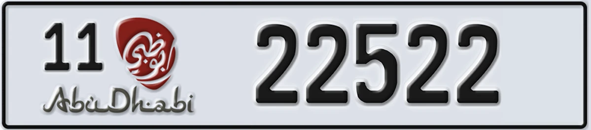 UAE License Plate Abu Dhabi 11 22522