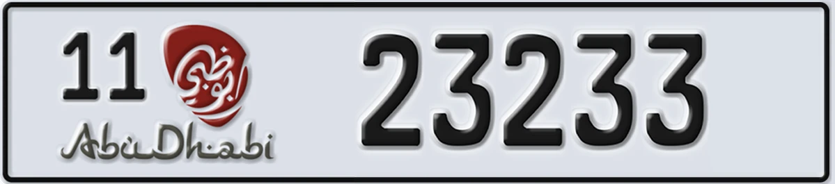 UAE License Plate Abu Dhabi 11 23233