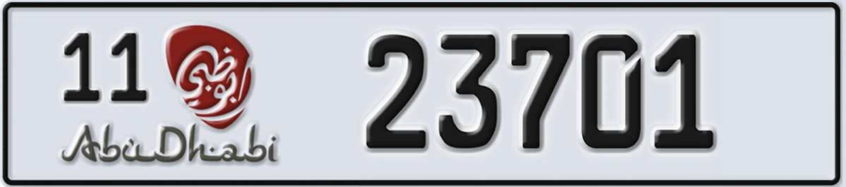 UAE License Plate Abu Dhabi 11 23701