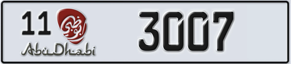 UAE License Plate Abu Dhabi 11 3007