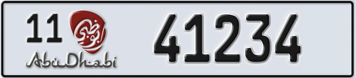 UAE License Plate Abu Dhabi 11 41234