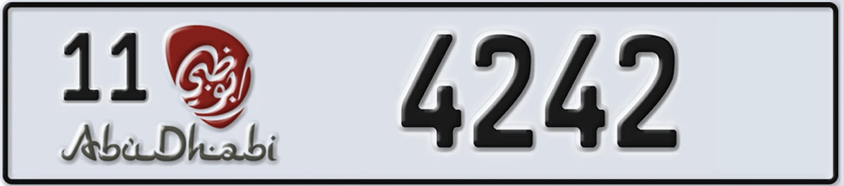 UAE License Plate Abu Dhabi 11 4242