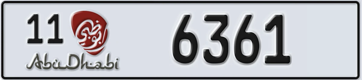 UAE License Plate Abu Dhabi 11 6361