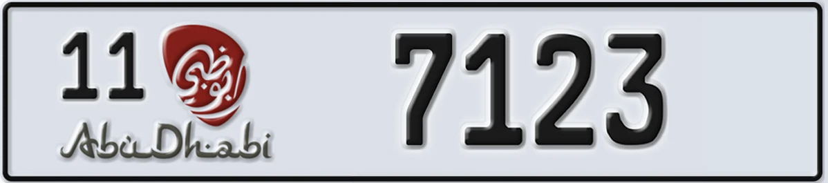 UAE License Plate Abu Dhabi 11 7123