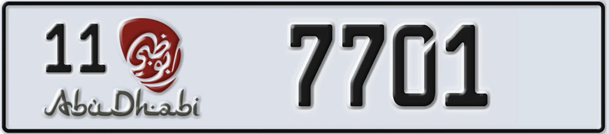 UAE License Plate Abu Dhabi 11 7701