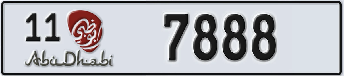 UAE License Plate Abu Dhabi 11 7888