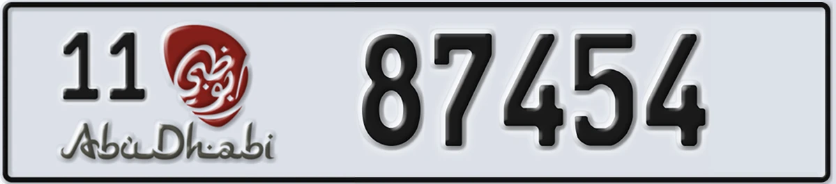 UAE License Plate Abu Dhabi 11 87454