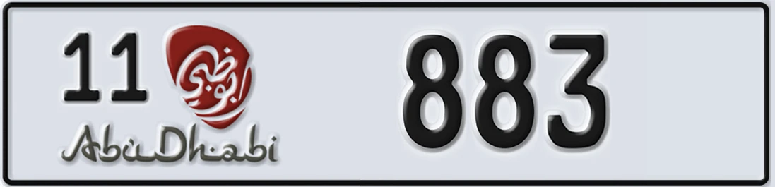 UAE License Plate Abu Dhabi 11 883X