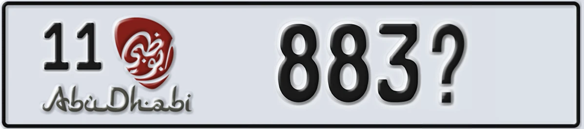 UAE License Plate Abu Dhabi 11 883X