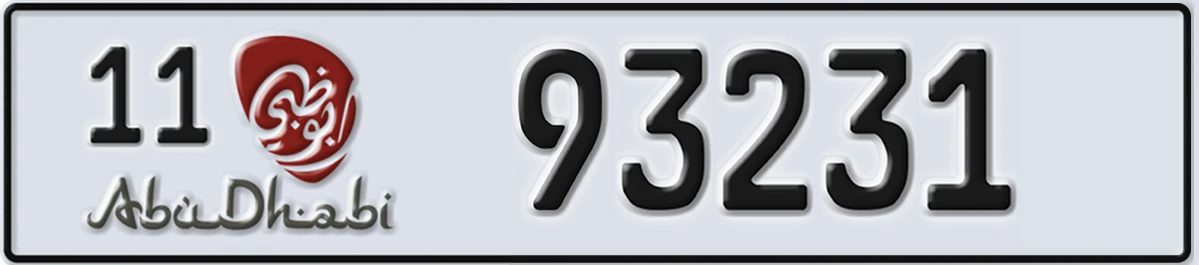 UAE License Plate Abu Dhabi 11 93231
