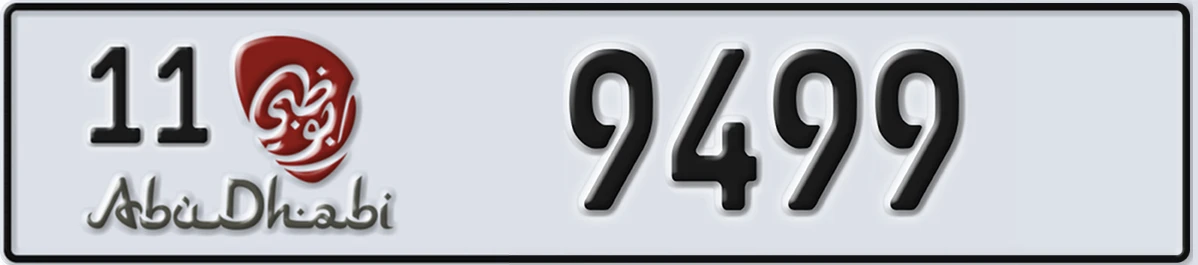 UAE License Plate Abu Dhabi 11 9499