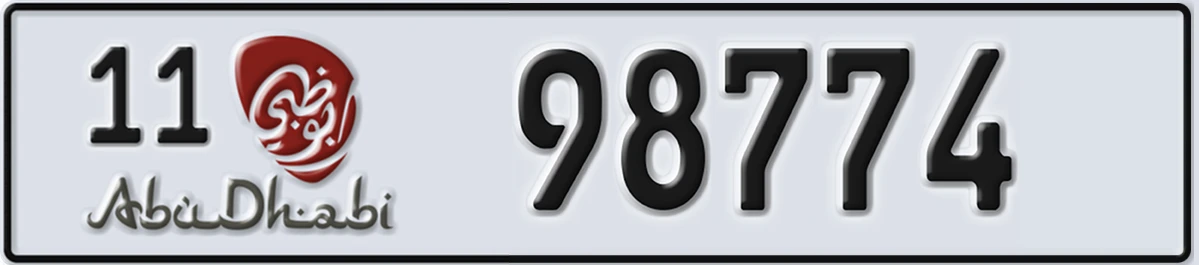 UAE License Plate Abu Dhabi 11 98774