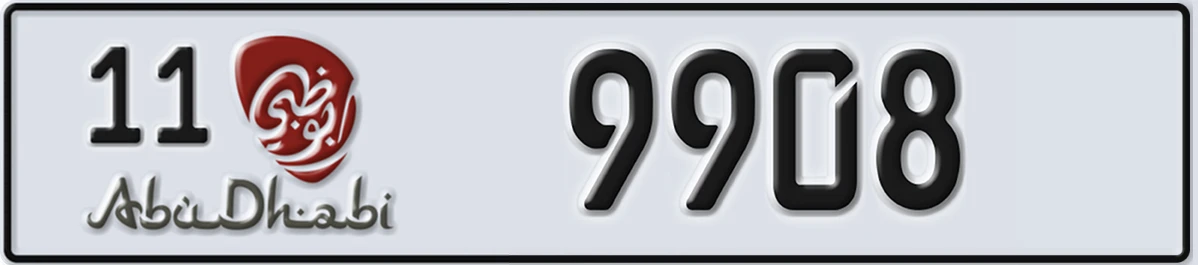 UAE License Plate Abu Dhabi 11 9908