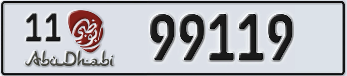 UAE License Plate Abu Dhabi 11 99119