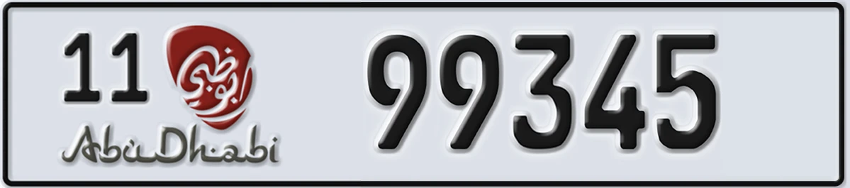 UAE License Plate Abu Dhabi 11 99345