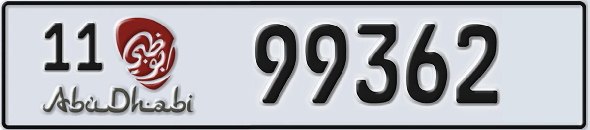 UAE License Plate Abu Dhabi 11 99362