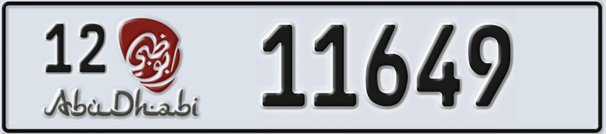UAE License Plate Abu Dhabi 12 11649