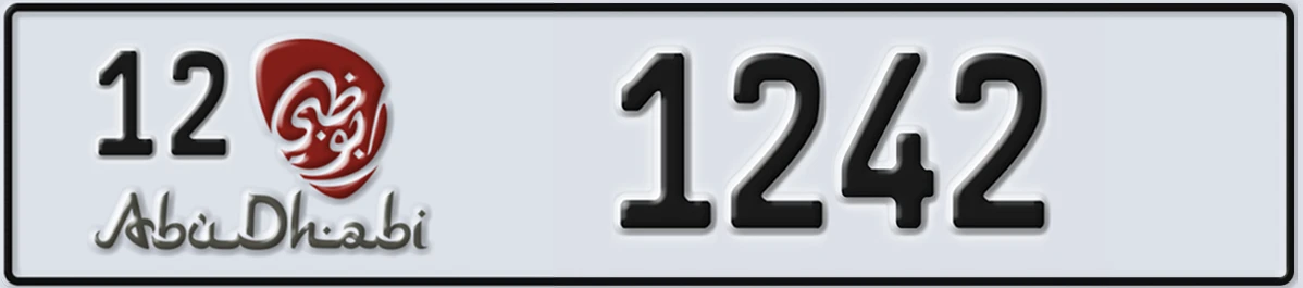 UAE License Plate Abu Dhabi 12 1242