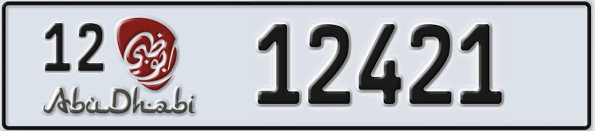 UAE License Plate Abu Dhabi 12 12421