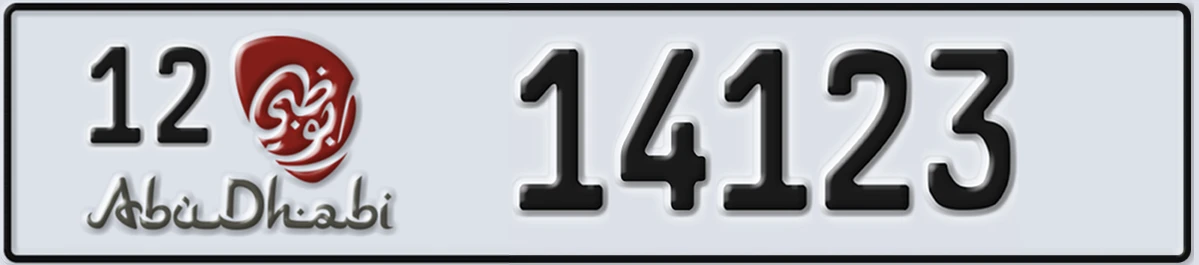 UAE License Plate Abu Dhabi 12 14123
