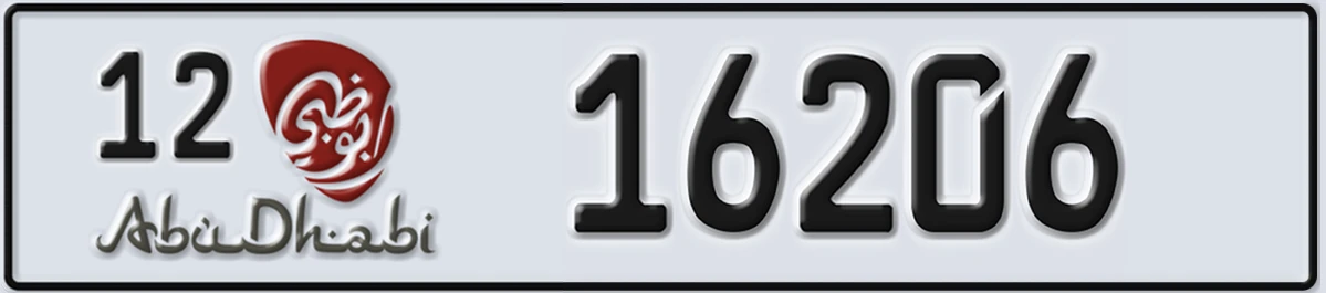 UAE License Plate Abu Dhabi 12 16206