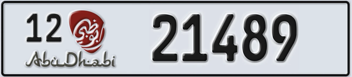 UAE License Plate Abu Dhabi 12 21489
