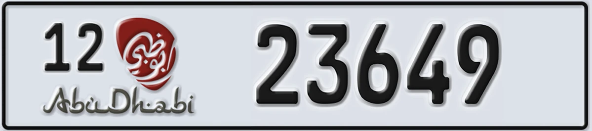 UAE License Plate Abu Dhabi 12 23649