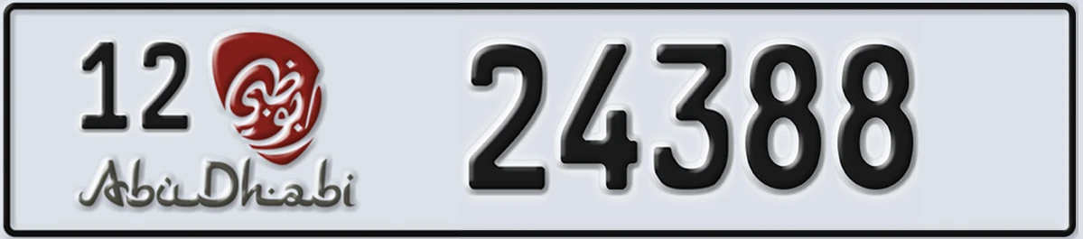 UAE License Plate Abu Dhabi 12 24388