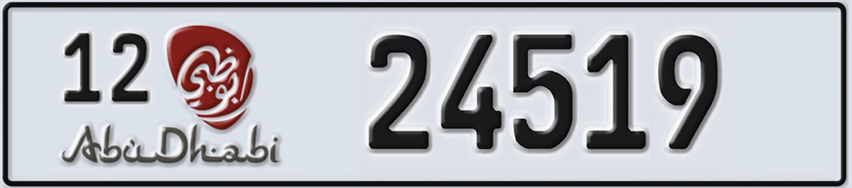 UAE License Plate Abu Dhabi 12 24519