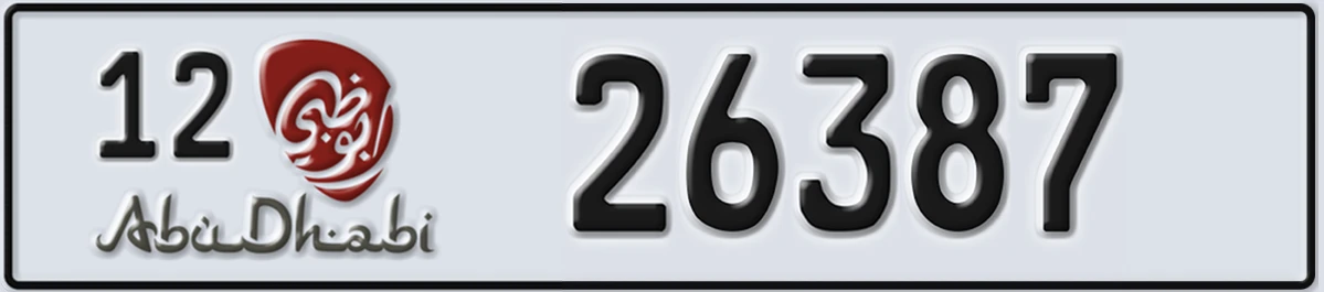 UAE License Plate Abu Dhabi 12 26387