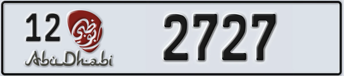 UAE License Plate Abu Dhabi 12 2727