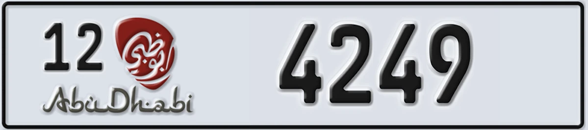 UAE License Plate Abu Dhabi 12 4249