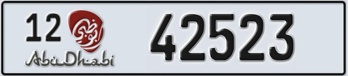 UAE License Plate Abu Dhabi 12 42523