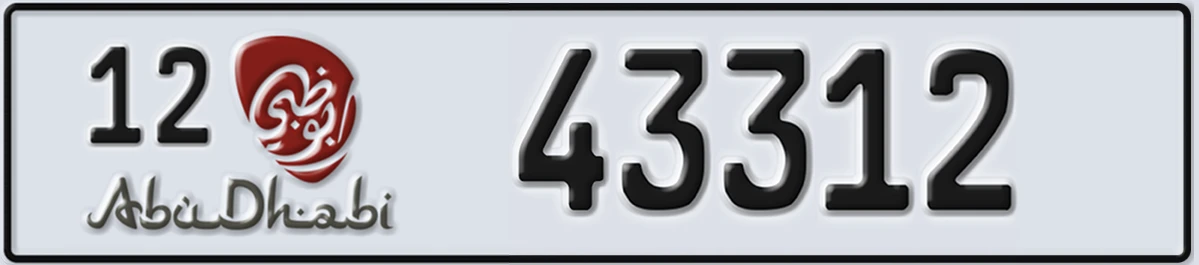 UAE License Plate Abu Dhabi 12 43312