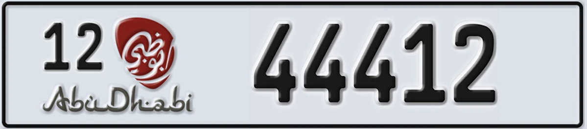 UAE License Plate Abu Dhabi 12 44412