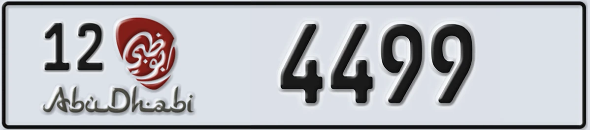 UAE License Plate Abu Dhabi 12 4499