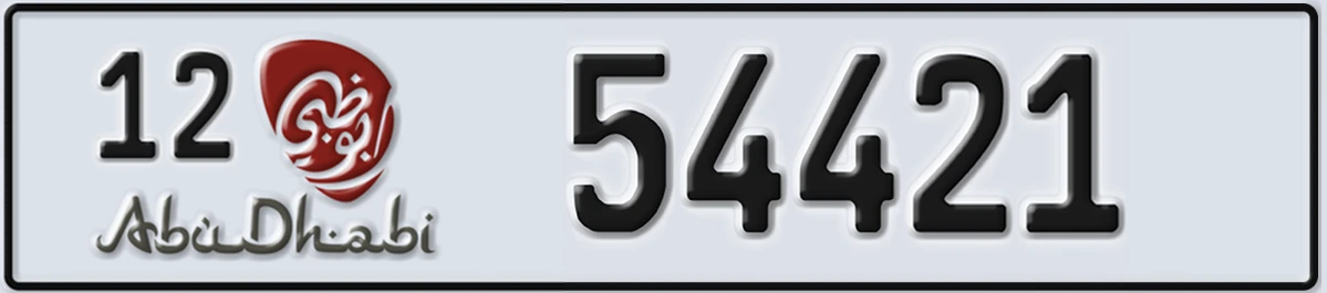UAE License Plate Abu Dhabi 12 54421