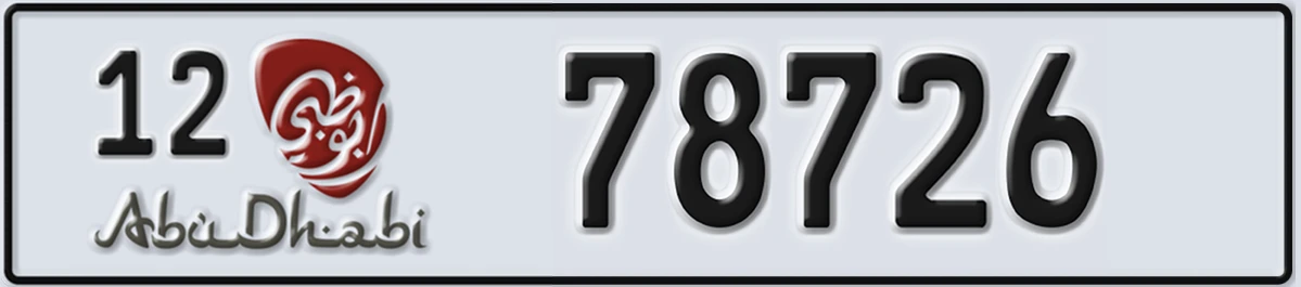 UAE License Plate Abu Dhabi 12 78726