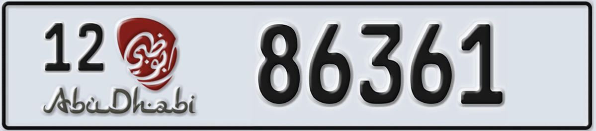 UAE License Plate Abu Dhabi 12 86361